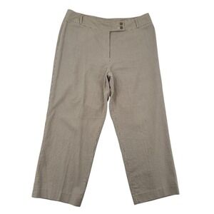 Judith Hart Collection Tan Striped Wide Leg Crop Pants Womens 14 Cotton 100%